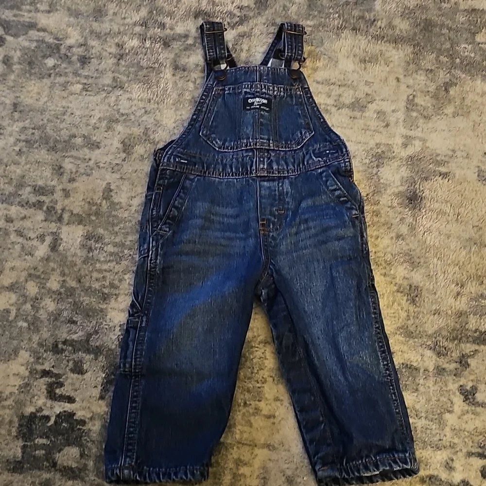 Osh Kosh B'gosh Infant Classic Dark Blue Flannel Lined Overalls